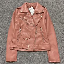 Lade das Bild in den Galerie-Viewer, Frühjahr und Herbst Kunstlederjacke Damen Motorradjacke