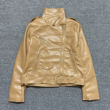 Lade das Bild in den Galerie-Viewer, Frühjahr und Herbst Kunstlederjacke Damen Motorradjacke