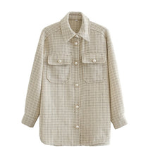 Lade das Bild in den Galerie-Viewer, Tangada Damen Plaidmuster Perlmuttknopf dicke Manteljacke