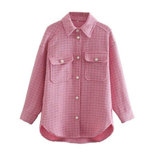 Lade das Bild in den Galerie-Viewer, Tangada Damen Plaidmuster Perlmuttknopf dicke Manteljacke