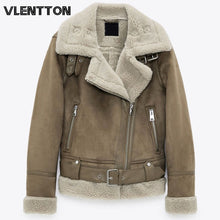 Lade das Bild in den Galerie-Viewer, Winter dicke und warme Retro Wildleder Lammwolle weibliche Jacke