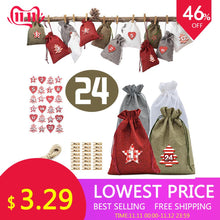 Lade das Bild in den Galerie-Viewer, Weihnachten Adventskalender Tasche Set 24 Tage Sackleinen Adventskalender