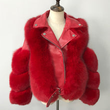 Lade das Bild in den Galerie-Viewer, Wintermode Damen Echtfuchs und Schaffell Ledermantel