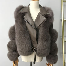 Lade das Bild in den Galerie-Viewer, Wintermode Damen Echtfuchs und Schaffell Ledermantel