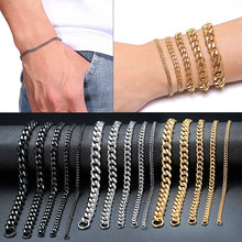 Lade das Bild in den Galerie-Viewer, Vnox Herren einfaches 3-11mm Edelstahl Bordstein kubanischen Armband