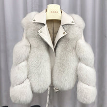 Lade das Bild in den Galerie-Viewer, Wintermode Damen Echtfuchs und Schaffell Ledermantel