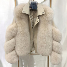 Lade das Bild in den Galerie-Viewer, Wintermode Damen Echtfuchs und Schaffell Ledermantel