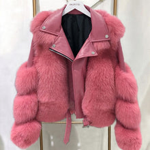 Lade das Bild in den Galerie-Viewer, Wintermode Damen Echtfuchs und Schaffell Ledermantel
