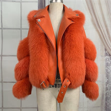 Lade das Bild in den Galerie-Viewer, Wintermode Damen Echtfuchs und Schaffell Ledermantel