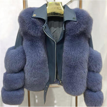 Lade das Bild in den Galerie-Viewer, Wintermode Damen Echtfuchs und Schaffell Ledermantel