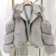 Lade das Bild in den Galerie-Viewer, Wintermode Damen Echtfuchs und Schaffell Ledermantel