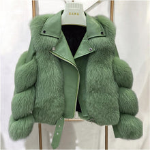 Lade das Bild in den Galerie-Viewer, Wintermode Damen Echtfuchs und Schaffell Ledermantel