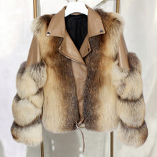 Lade das Bild in den Galerie-Viewer, Wintermode Damen Echtfuchs und Schaffell Ledermantel