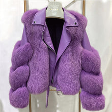 Lade das Bild in den Galerie-Viewer, Wintermode Damen Echtfuchs und Schaffell Ledermantel