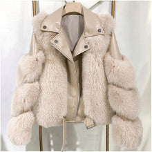 Lade das Bild in den Galerie-Viewer, Wintermode Damen Echtfuchs und Schaffell Ledermantel