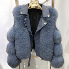 Lade das Bild in den Galerie-Viewer, Wintermode Damen Echtfuchs und Schaffell Ledermantel
