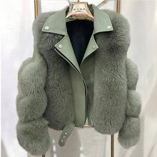Lade das Bild in den Galerie-Viewer, Wintermode Damen Echtfuchs und Schaffell Ledermantel