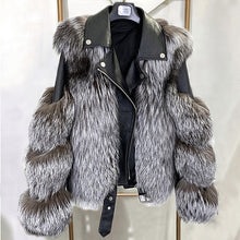 Lade das Bild in den Galerie-Viewer, Wintermode Damen Echtfuchs und Schaffell Ledermantel