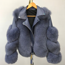 Lade das Bild in den Galerie-Viewer, Wintermode Damen Echtfuchs und Schaffell Ledermantel