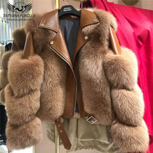 Lade das Bild in den Galerie-Viewer, Wintermode Damen Echtfuchs und Schaffell Ledermantel