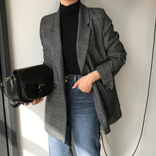 Lade das Bild in den Galerie-Viewer, Colorfaith Winter und Frühling Damen Blazer Plaid Zweireiher
