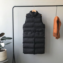 Lade das Bild in den Galerie-Viewer, Herbst und Winter Baumwolle Damen ärmellose lange Weste Jacke warmen Mantel