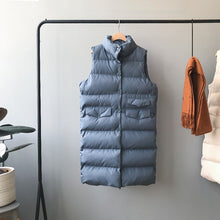 Lade das Bild in den Galerie-Viewer, Herbst und Winter Baumwolle Damen ärmellose lange Weste Jacke warmen Mantel