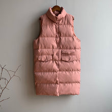 Lade das Bild in den Galerie-Viewer, Herbst und Winter Baumwolle Damen ärmellose lange Weste Jacke warmen Mantel