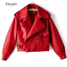 Lade das Bild in den Galerie-Viewer, Fitaylor Herbst Damen Kunstlederjacke Punkjacke