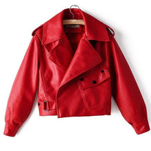 Lade das Bild in den Galerie-Viewer, Fitaylor Herbst Damen Kunstlederjacke Punkjacke