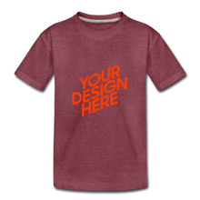 Lade das Bild in den Galerie-Viewer, Jungen Premium T-Shirt selbst gestalten und bedrucken - Bordeauxrot meliert