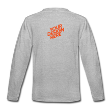Lade das Bild in den Galerie-Viewer, Premium Longsleeve Shirt für Teenager selbst gestalten und bedrucken - Grau meliert