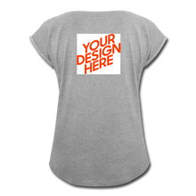 Lade das Bild in den Galerie-Viewer, Damen T-Shirt mit hochgekrempelten Ärmeln selbst gestalten und bedrucken - Grau meliert