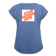 Lade das Bild in den Galerie-Viewer, Damen T-Shirt mit hochgekrempelten Ärmeln selbst gestalten und bedrucken - Denim meliert