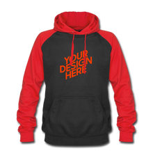 Lade das Bild in den Galerie-Viewer, Baseball Hoodie Damen/Frauen selbst gestalten und bedrucken - Schwarz/Rot