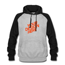 Lade das Bild in den Galerie-Viewer, Baseball Hoodie Damen/Frauen selbst gestalten und bedrucken - Grau meliert/Schwarz