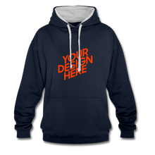 Lade das Bild in den Galerie-Viewer, Contrast Colour Hoodie Damen/Frauen selbst gestalten und bedrucken - Navy/Grau meliert