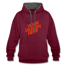 Lade das Bild in den Galerie-Viewer, Contrast Colour Hoodie Damen/Frauen selbst gestalten und bedrucken - Weinrot/Anthrazit