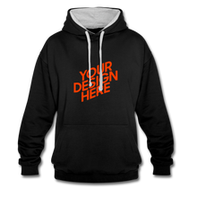 Lade das Bild in den Galerie-Viewer, Contrast Colour Hoodie Damen/Frauen selbst gestalten und bedrucken - Schwarz/Grau meliert