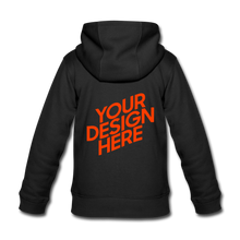 Lade das Bild in den Galerie-Viewer, Kinder Premium Kapuzenpulli mit Reißverschluss Zip Hoodie selbst gestalten und bedrucken - black