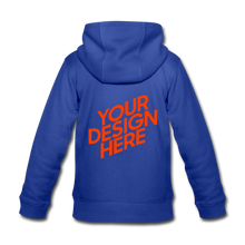 Lade das Bild in den Galerie-Viewer, Kinder Premium Kapuzenpulli mit Reißverschluss Zip Hoodie selbst gestalten und bedrucken - royal blue