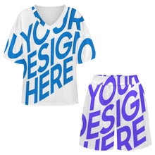 Lade das Bild in den Galerie-Viewer, Einzelbilddruck Damen / Frauen V-Ausschnitt Shorty Pyjama Set B98TZ mit Foto Design Motiv Text selbst gestalten und bedrucken
