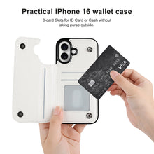 Lade das Bild in den Galerie-Viewer, TPU Leder Apple iPhone 16 Handyhülle Serie Business Handytasche Kartenfach Schutzhülle mit Standfunktion zum Aufklappen aufstellbar Etui mit Foto Design Motiv Text selbst gestalten und bedrucken
