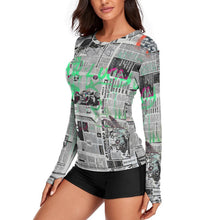 Lade das Bild in den Galerie-Viewer, Women's Long Sleeve T-Shirt Newspaper Graffiti
