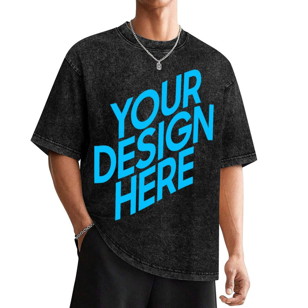 Unisex Vintage T-Shirt mit kurzen Ärmeln mit Fotos Muster Text Logo selbst gestalten und bedrucken