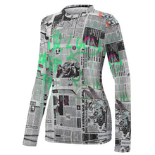 Lade das Bild in den Galerie-Viewer, Women's Long Sleeve T-Shirt Newspaper Graffiti
