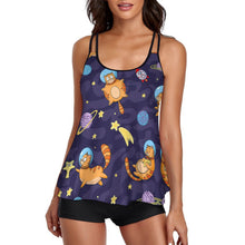 Lade das Bild in den Galerie-Viewer, Tankini mit Rock &amp; Shorts | Bauchweg Badekleid Damen (S-3XL)
