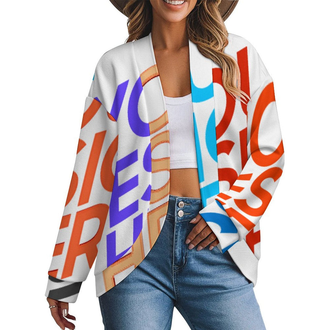 Multi-Image-Druck Damen / Frauen Pullover Strickjacke mit weit überschnittenen Schultern und langen Ärmeln LM561 mit Fotos Muster Text Logo selbst gestalten und bedrucken