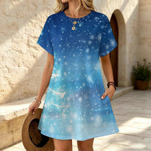 Lade das Bild in den Galerie-Viewer, Short-sleeved Dress Christmas Tree, Starlight, Stars, Winter
