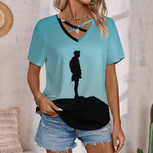Lade das Bild in den Galerie-Viewer, Damen T-Shirt V-Ausschnitt &amp; Wickeloptik | Personalisiert
